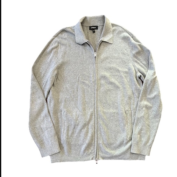 Express Other - EXPRESS Gray Full Zip Men’s Sweater Adult Large knit 100% cotton soft like new